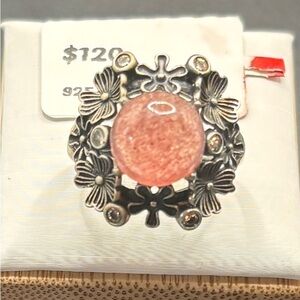 Elegant Sterling Silver Rose Quartz Ring